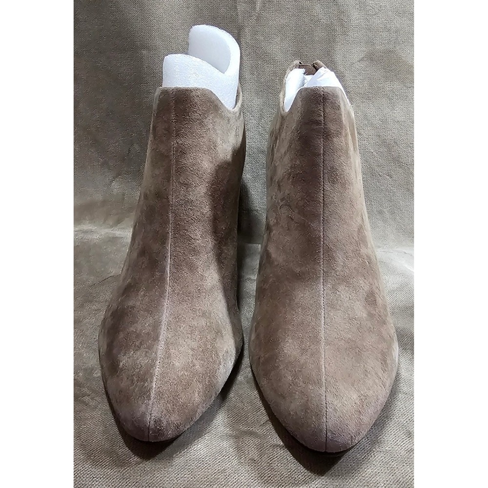Aerosoles Rest Womens Taupe Suede Ankle Booties Pointed Toe Block Heel Boots